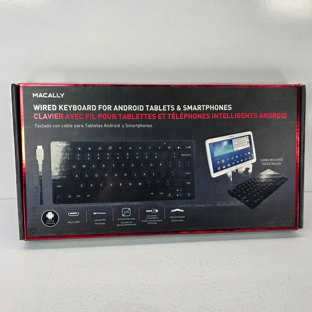 Macally WKEYAND Wired Keyboard for Android Tablets Smartphones Micro USB Black